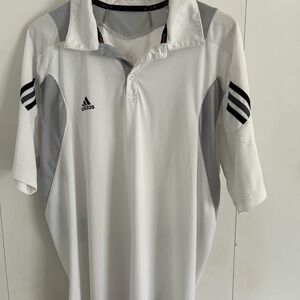 Adidas White and Gray Polo Shirt with Athletic Stripes